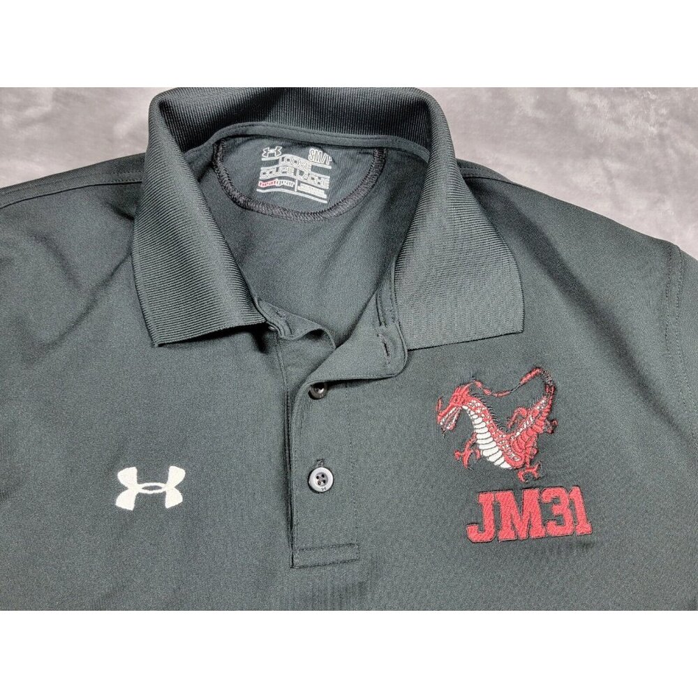 Under Armour Performance Polo Short Sleeve Heat Gear Loose Shirt Black Small